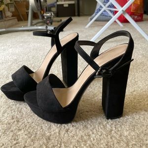 Aldo block heel platform shoes suede velvet high